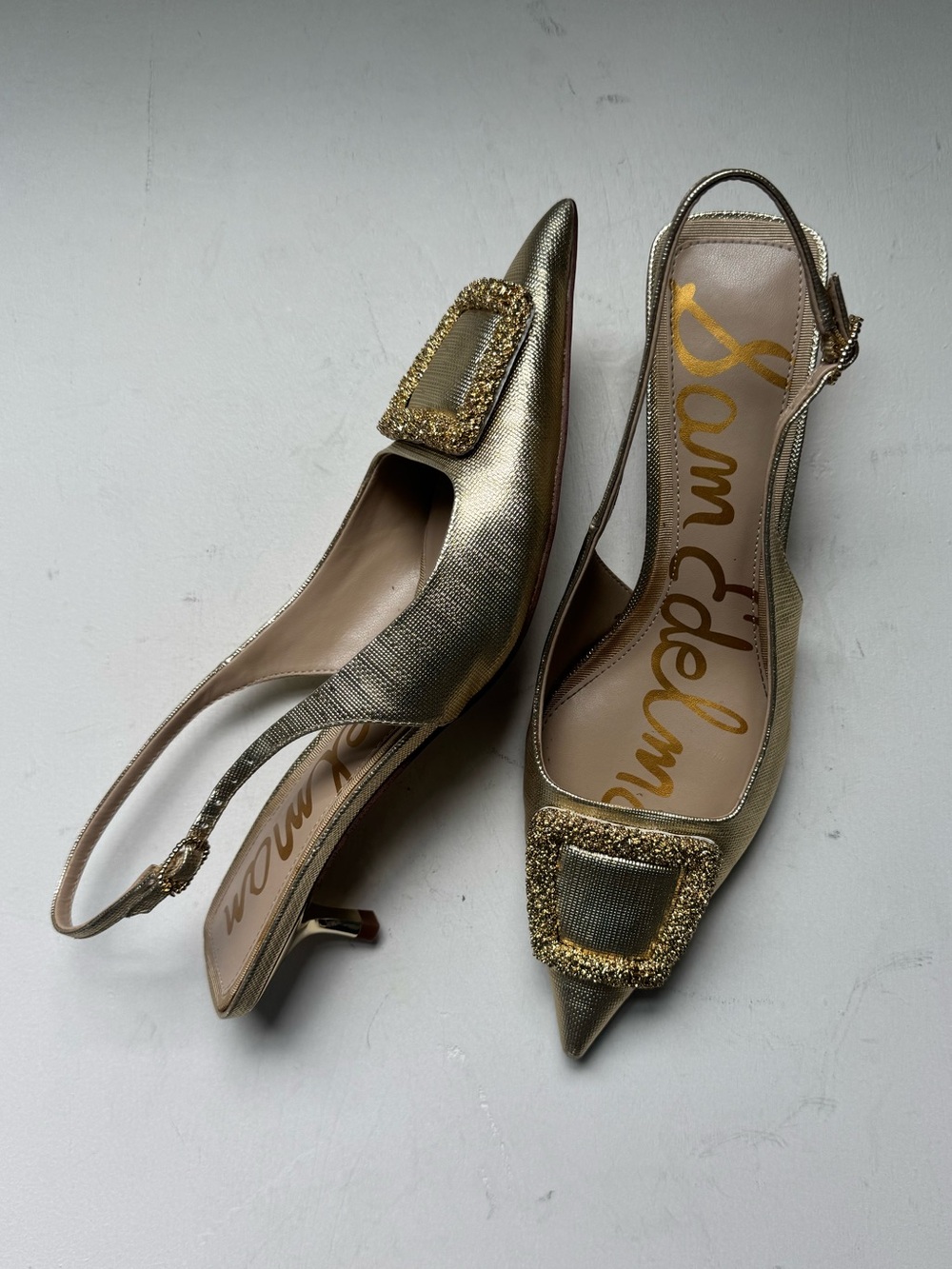 Sam Edelman Kammie Gold Slingback Kitten Heels - Picture 6 of 16